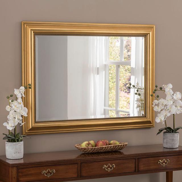 Magdalene Resin Framed Wall Mounted Accent Mirror Three Posts Finish: Gold, Size: 76cm H x 168cm W on Productcaster.