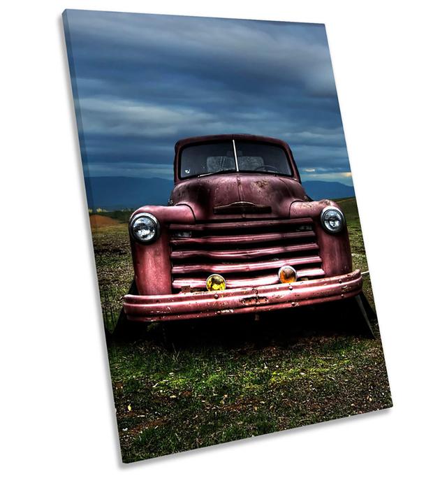 Abandoned Rusty Old Truck Framed CANVAS WALL ART Print Picture Brambly Cottage Size: 48cm H x 32cm W x 4cm D on Productcaster.