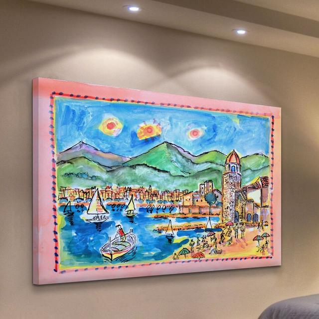 Collioure France by Wayne Ensrud - Wrapped Canvas Painting Print East Urban Home Size: 101cm H x 152cm W on Productcaster.