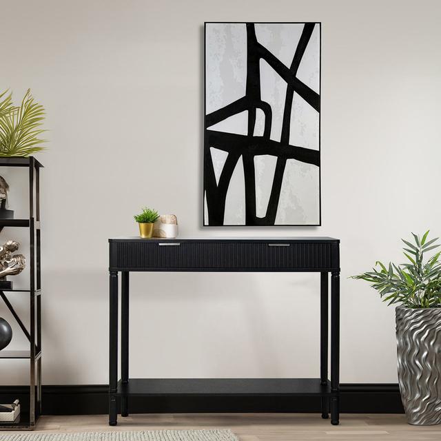 Annlynn Console Table For Living Room Furniture, 2 Drawers Wooden Slim Entry Hallway Table Marlow Home Co. Size: 75 H x 90 W x 32 D cm, Colour: Black on Productcaster.