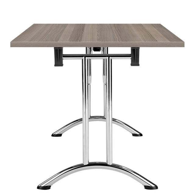 Schulungstisch Buariki Wayfair Basics Tischplattenausführung: Graue Eiche, Gestellausführung: Chromfarben, Größe: 72,5 cm H x 160 cm B x 70 cm T on Productcaster.