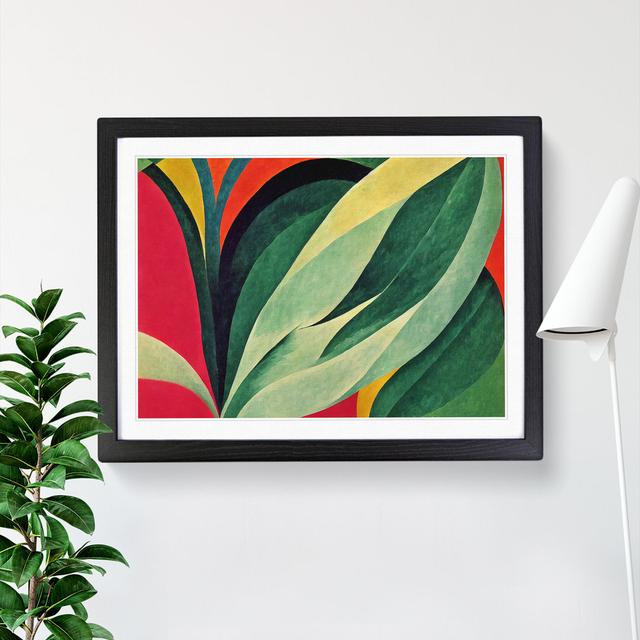 Bold Leaf Abstract - Single Picture Frame Painting Marlow Home Co. Size: 25cm H x 34cm W x 2cm D, Frame Colour: Black Framed on Productcaster.