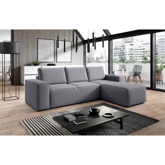 Ecksofa Eveliina aus Samt Ebern Designs Ausrichtung: Ausrichtung Rechts, Polsterfarbe: Silber on Productcaster.