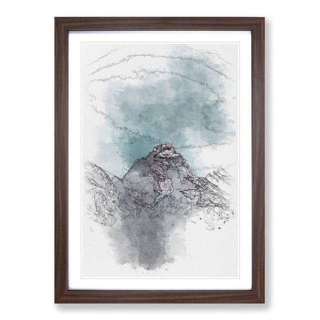 Mountain Peak In Wyoming Sketch - Picture Frame Painting Print East Urban Home Size: 87cm H x 62cm W x 2cm D, Format: Walnut Framed on Productcaster.