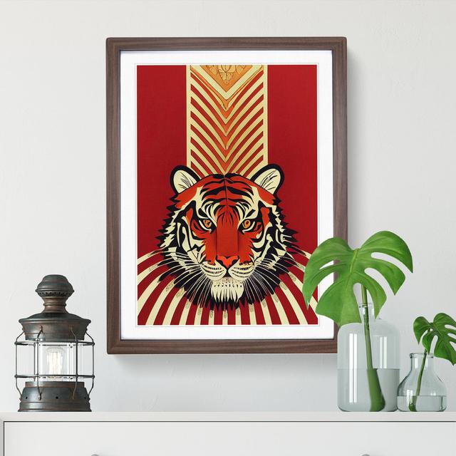 XC1022-4673X Tiger Art Nouveau No.1 - Print on Canvas Latitude Vive Format: Brown Picture Frame, Size: 76cm H x 50cm W x 3cm D on Productcaster.