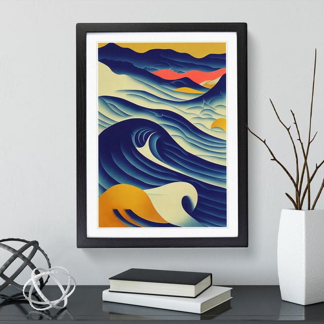 Vintage Ocean Wave Art No.1 House of Hampton Frame Colour: Black, Size: 46cm H x 34cm W on Productcaster.