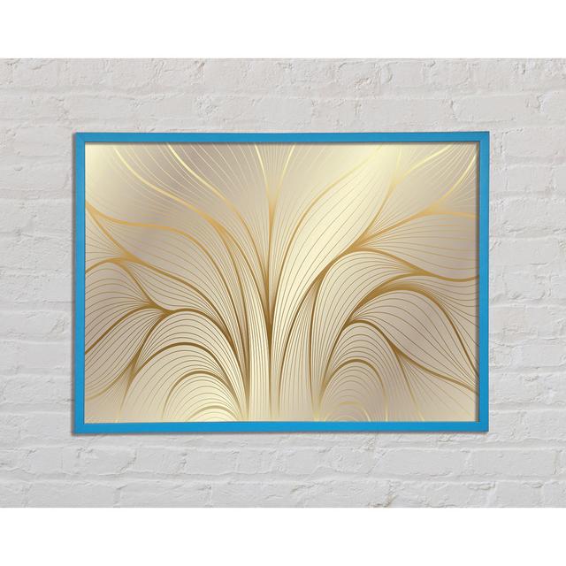 Gold Leaf Lines - Single Picture Frame Art Prints Canora Grey Size: 59.7cm H x 84.1cm W x 2cm D, Frame Colour: Blue Framed Paper on Productcaster.