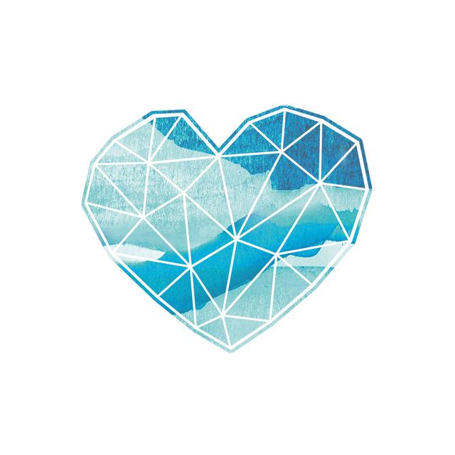 Blue Geometric Heart - Wrapped Canvas Print Metro Lane Size: 51cm H x 51cm W x 3.8cm D on Productcaster.