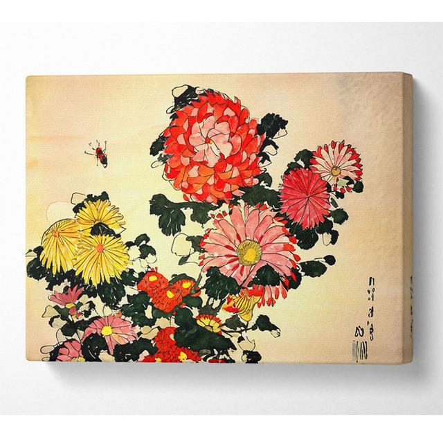 Hokusai Chrysanthemum And Bee - Wrapped Canvas Art Prints ClassicLiving Size: 66cm H x 106.6cm W x 10cm D on Productcaster.