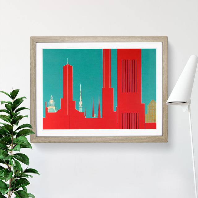 Art Deco Architecture Vol.4 - Picture Frame Graphic Art 17 Stories Size: 25cm H x 34cm W, Format: Oak on Productcaster.