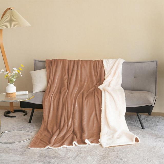 Diya Super Soft Sherpa Fleece Fur Reversible Blanket Throw Fairmont Park Size: W200 x L240cm, Colour: Camel on Productcaster.