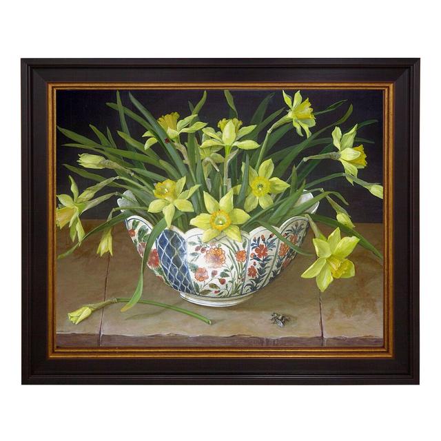 Daffodils in China Vase - Picture Frame Painting Print on Canvas East Urban Home on Productcaster.