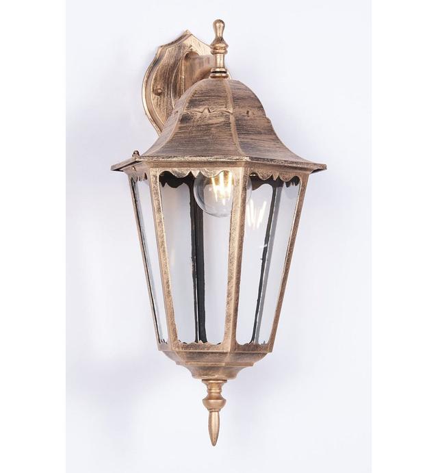 Vo Outdoor Wall Lantern Marlow Home Co. Fixture Finish: Antique gold on Productcaster.