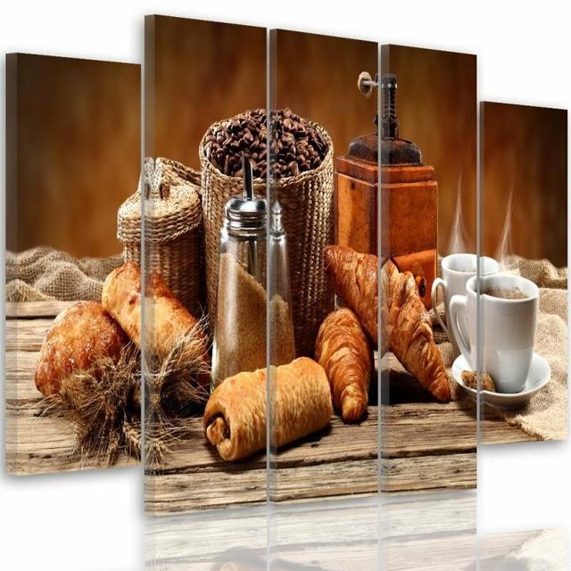 5-tlg. Fotodruck-Set French Breakfast Brayden Studio Größe: 70 cm H x 100 cm B on Productcaster.