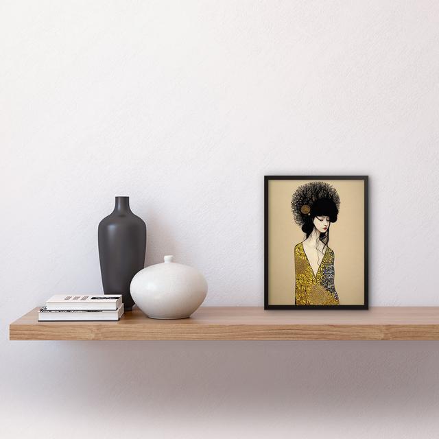 Gold Geisha Girl Abstract Elegant - Picture Frame Art Prints Wee Blue Coo Size: 25.9cm H x 20.6cm W x 1.5cm D on Productcaster.