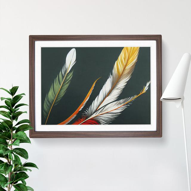 Prime Bird Feathers - Single Picture Frame Print Latitude Vive Size: 34cm H x 46cm W x 2cm D, Frame Colour: Walnut Framed on Productcaster.