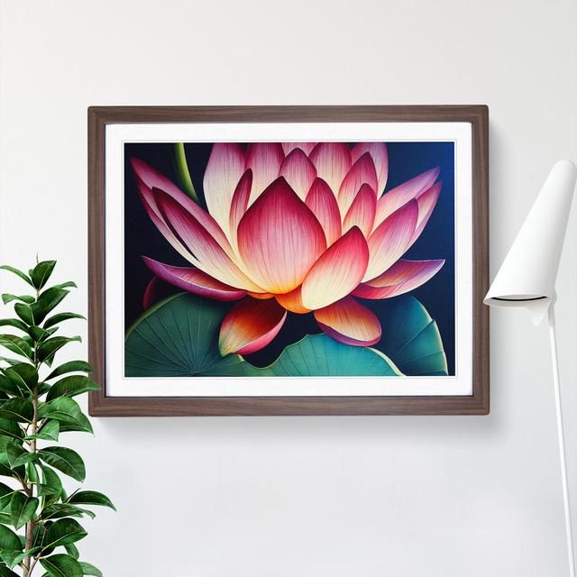 Artsy Lotus Flower - Single Picture Frame Print Marlow Home Co. Frame Colour: Brown, Size: 25cm H x 34cm W on Productcaster.