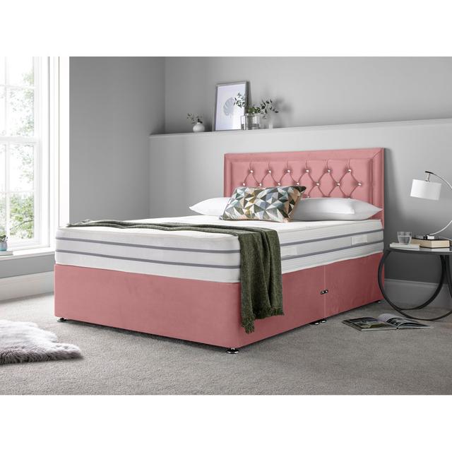 Muskingum Memory Foam Divan Bed Set Rosdorf Park Size: Small Single (2'6), Storage Type: No Drawer, Colour: Pink on Productcaster.