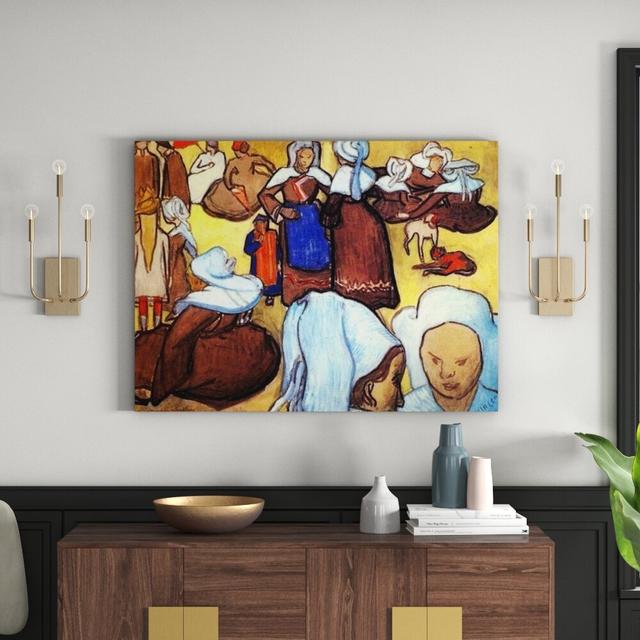 'Breton Women After Emile Bernard' by Vincent Van Gogh Painting Print East Urban Home Size: 90cm H x 120cm W x 1.8cm D on Productcaster.