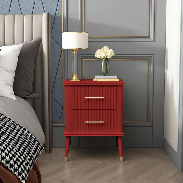 Shruti Solid + Manufactured Wood Bedside Table Fairmont Park Colour: Red on Productcaster.