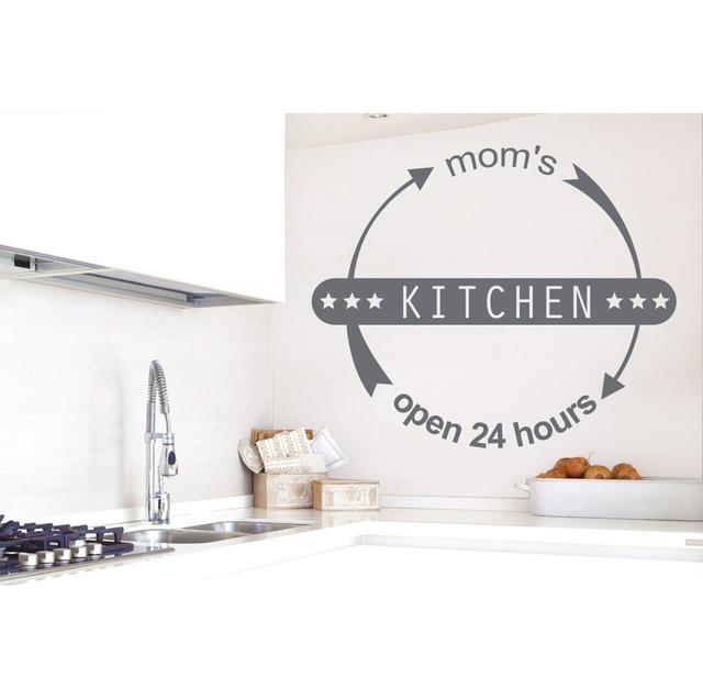 Mums Kitchen Open 24 Hours Wall Sticker Maturi Size: Medium, Colour: Grey on Productcaster.