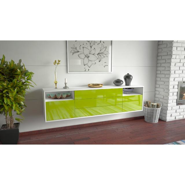 Graf TV Stand for TVs up to 78" Ebern Designs Colour: White/Green on Productcaster.