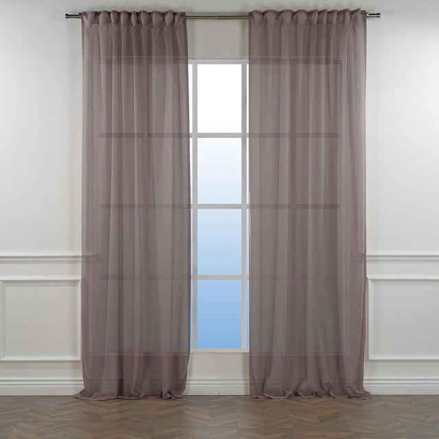 Sheer Curtain Lilijan Home & Curtain Panel Size: 140 W x 200 D cm, Curtain Colour: Brown on Productcaster.