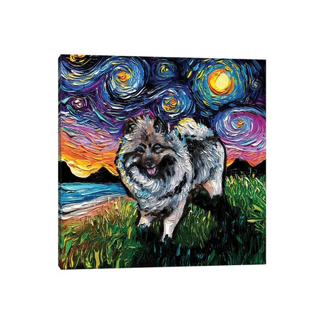 Keeshond Night by Aja Trier - Wrapped Canvas Print ClassicLiving Size: 30.48cm H x 30.48cm W x 1.91cm D on Productcaster.