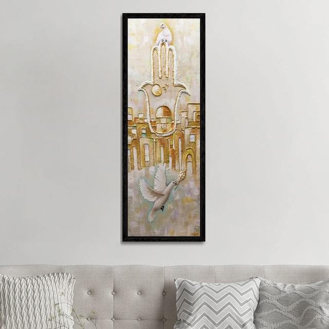 Jerusalem, City Of Gold by Osnat Tzadok - Panoramic Painting on Canvas World Menagerie Frame Option: Black Framed, Size: 121.92cm H x 40.64cm W x 3.81 on Productcaster.