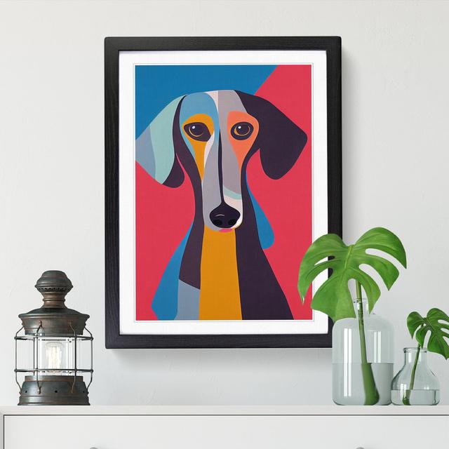 Dachshund Avant Garde - Single Picture Frame Print ClassicLiving Frame Option: Oak, Size: 64cm H x 46cm W x 2cm D on Productcaster.