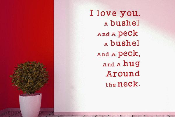 I Love You A Bushel and a Peck Wall Sticker East Urban Home Size: Large, Colour: Dark Red on Productcaster.