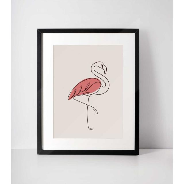 Flamingo Line Art - Picture Frame Art Print on Paper Bay Isle Home on Productcaster.