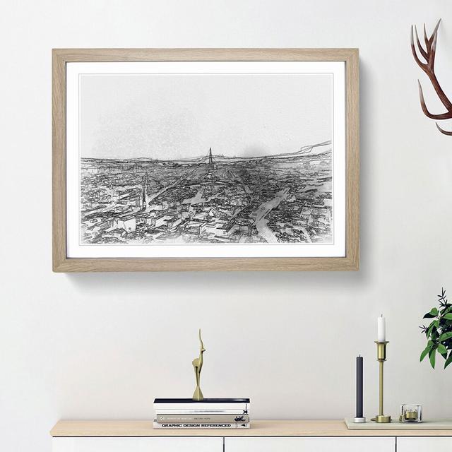 Paris Skyline in Abstract - Picture Frame Graphic Art Print East Urban Home Size: 36cm H x 48cm W x 2cm D, Frame Option: Oak Framed on Productcaster.