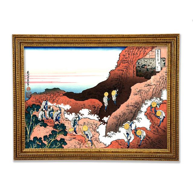 Hokusai Climbing On Mt Fuji Framed Print Rosalind Wheeler Size: 59.7cm H x 84.1cm W x 3cm D, Format: Black/Walnut Framed Paper on Productcaster.