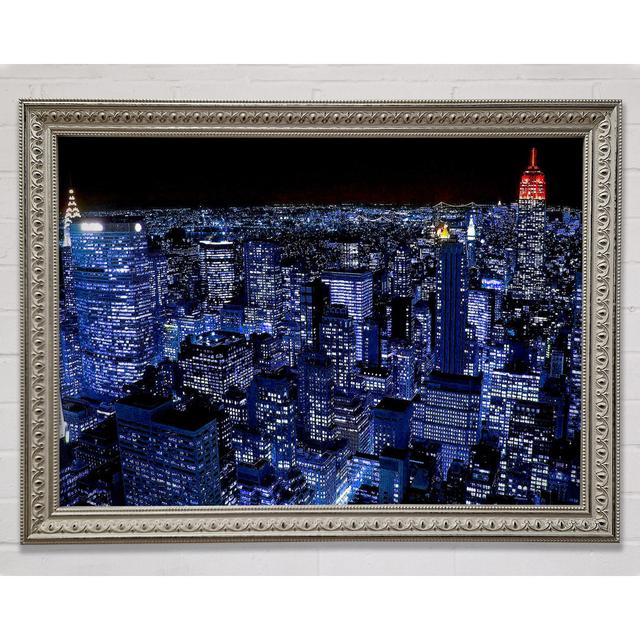 New York City Night Blues Red Top - Single Picture Frame Art Prints Bright Star Size: 29.7cm H x 42cm W on Productcaster.