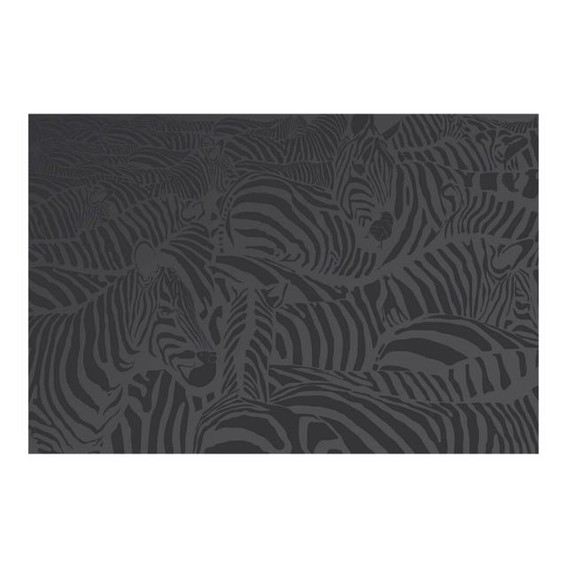 Zebra Stripes Semi-Gloss Wallpaper Roll East Urban Home Size: 2.88m x 190cm, Materialqualität: Standard (110g/m²), Colour: Dark grey/Black on Productcaster.