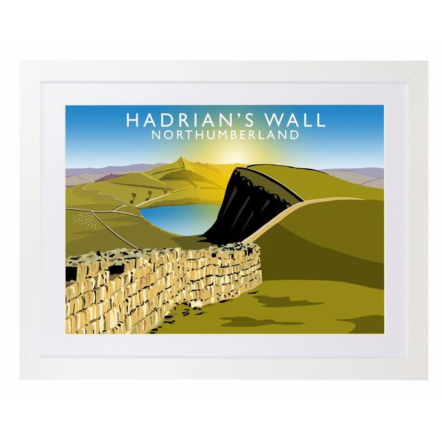 'Hadrians Wall' Graphic Art East Urban Home Format: White Wood Frame, Size: 44 cm H x 54 cm W x 2.2 cm D on Productcaster.