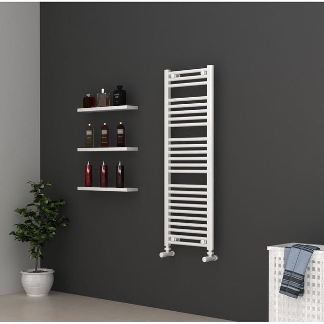 Shaunda Vertical Straight Towel Rail Belfry Heating Finish: White, Size: 115cm H x 40cm W x 3cm D on Productcaster.