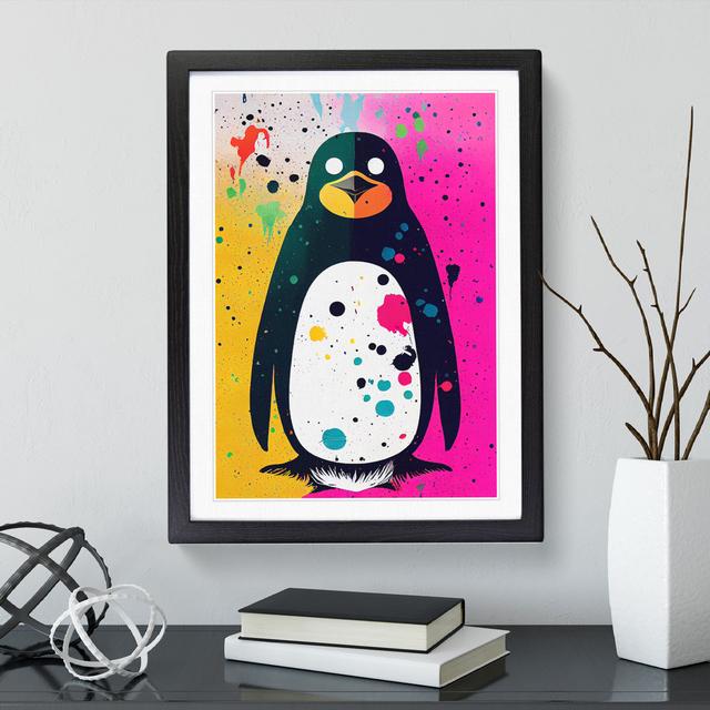 Paint Splash Penguin No.2 - Wrapped Canvas Print Latitude Vive Format: Black Framed, Size: 46cm H x 34cm W x 2cm D on Productcaster.