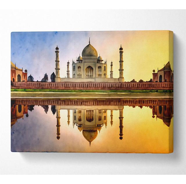 Taj Mahal India - Wrapped Canvas Art Prints Latitude Run Size: 81cm H x 121.9cm W x 10cm D on Productcaster.