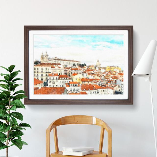 Alfalma Lisbon Portugal Skyline - Picture Frame Painting East Urban Home Format: Walnut, Size: 62cm H x 87cm W x 2cm D on Productcaster.