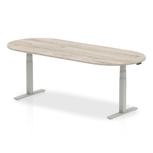 Impulse Oval Conference Table Inbox Zero Top Finish: Grey Oak, Base Finish: White, Size: 131cm H x 240cm W x 100cm D on Productcaster.