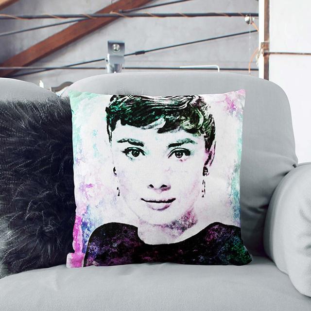 Portrait of Audrey Hepburn in Abstract Cushion with Filling East Urban Home Size: 55cm H x 55cm W x 20cm D, Backing Colour: Black on Productcaster.