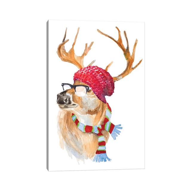 Winter Fun Deer by Lanie Loreth - Wrapped Canvas Painting The Seasonal Aisle Size: 45.72cm H x 30.48cm W x 1.91cm D on Productcaster.