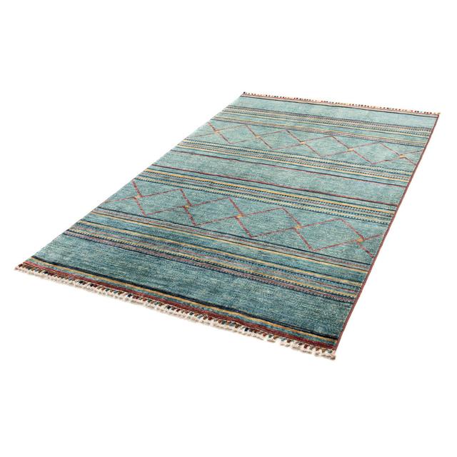 One-of-a-Kind Alshain Hand-Knotted 120cm x 195cm Wool Area Rug in Grey/Blue Gracie Oaks on Productcaster.