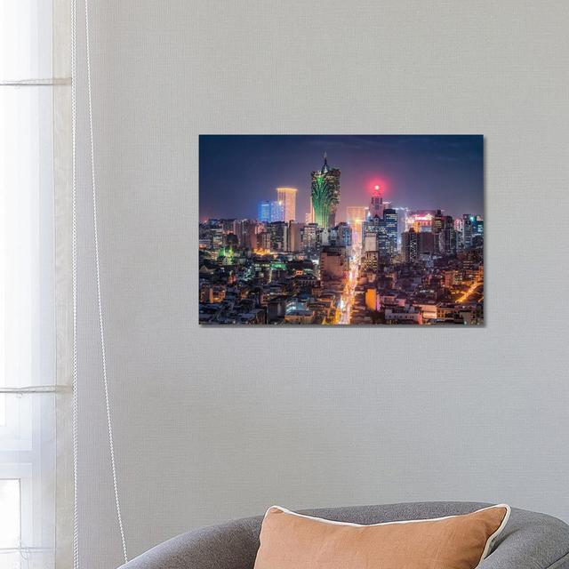 Macau Skyline at Night with View of the Grand Lisboa Casino by Jan Becke - Wrapped Canvas Art Prints 17 Stories Size: 45.72cm H x 66.04cm W x 1.905cm on Productcaster.