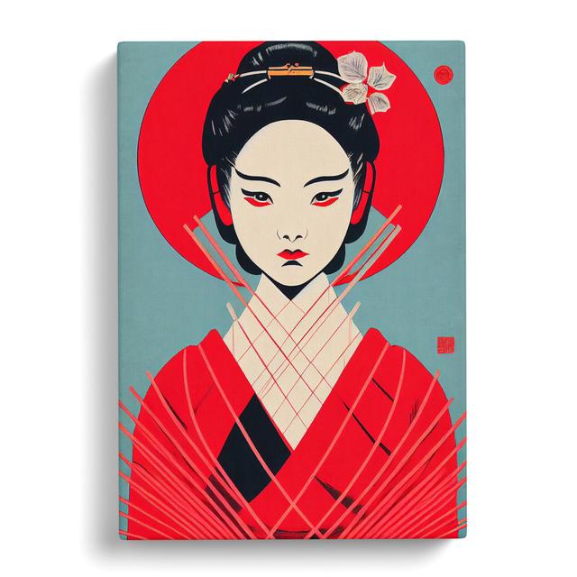 Colorful Geisha - Wrapped Canvas Graphic Art Fairmont Park Size: 76cm H x 50cm W x 3cm D on Productcaster.