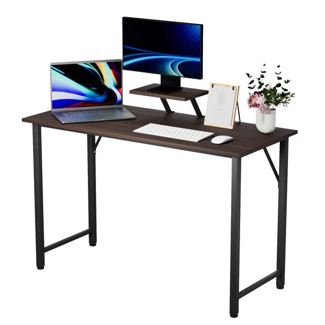 Nirjala Rectangle Writing Desk 17 Stories Size: 75cm H x 100cm W x 50cm D, Frame Colour: Black, Top Colour: Black on Productcaster.