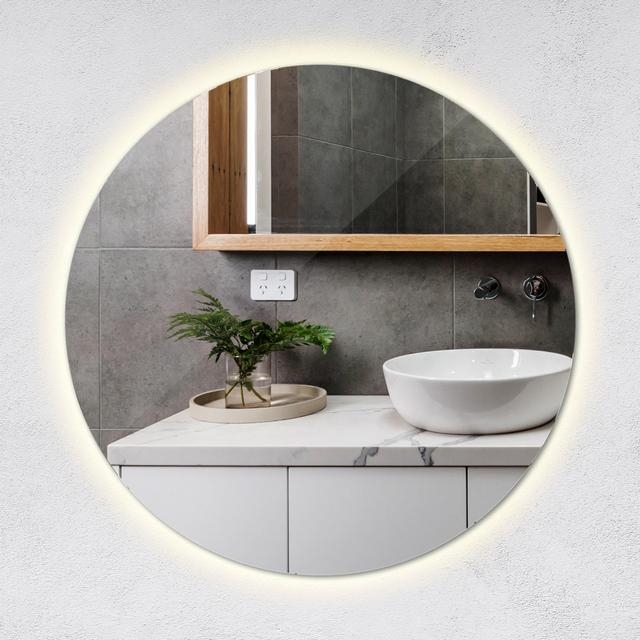 Round Mirror With Lighting LED – Neutral White - Bathroom Living room Illuminated Glamour Mirror Metro Lane Size: 70cm H x 70cm W on Productcaster.