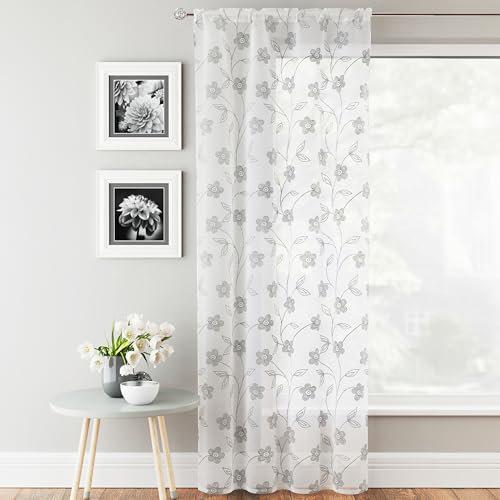 Chenut Polyester Sheer Rod Pocket Curtain Panel Lark Manor Curtain Colour: Grey, Panel Size: 55cm W x 48cm L on Productcaster.